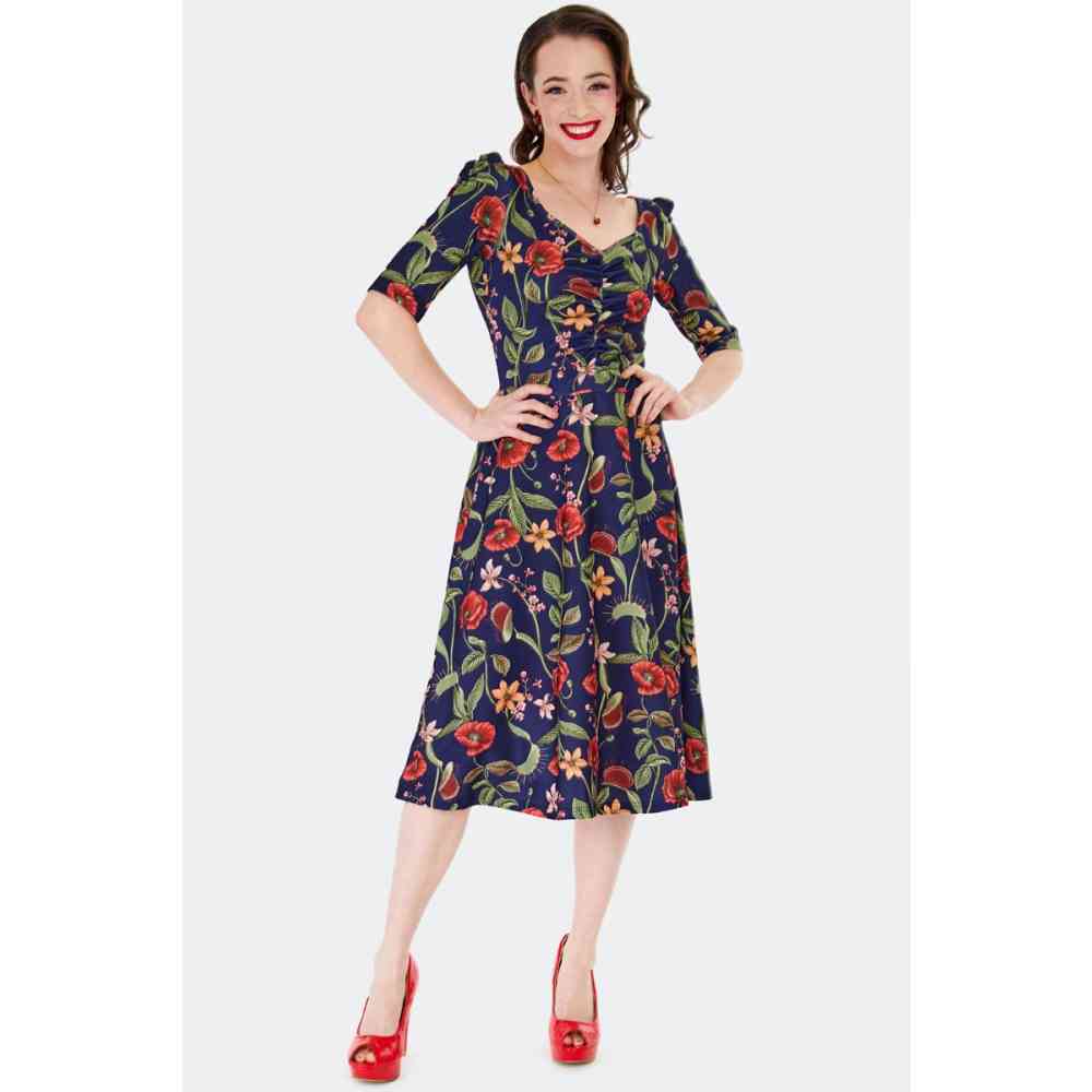 Voodoo Vixen - Venus Flytrap Flare Robe Ã©vasÃ©e - Bleu foncÃ©